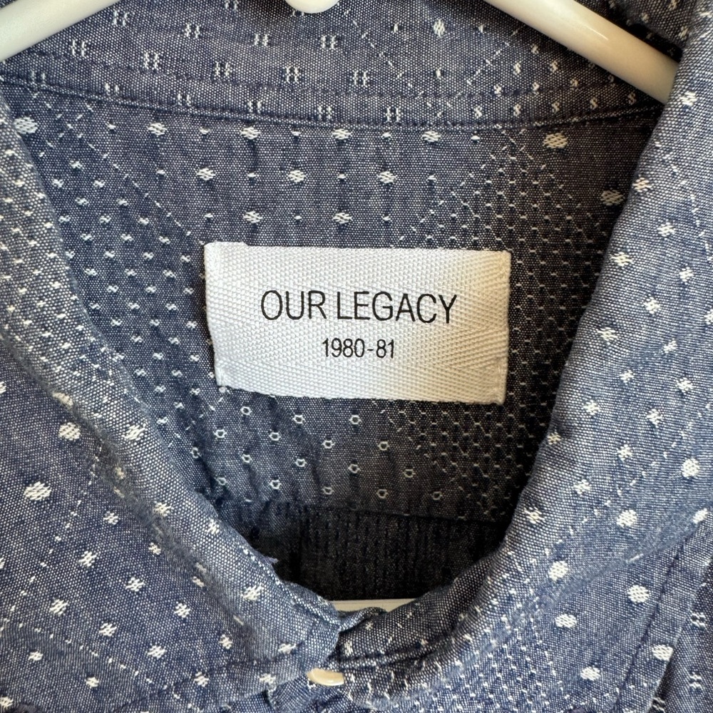 Our Legacy | Large | Navy and White | Western | Denim Patterned Shirt
